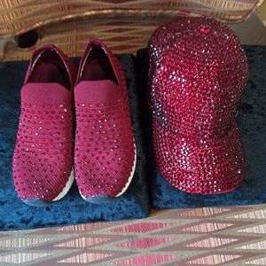 Blink sneakers and hat, the hat never worn, the sneakers once. Super cute.